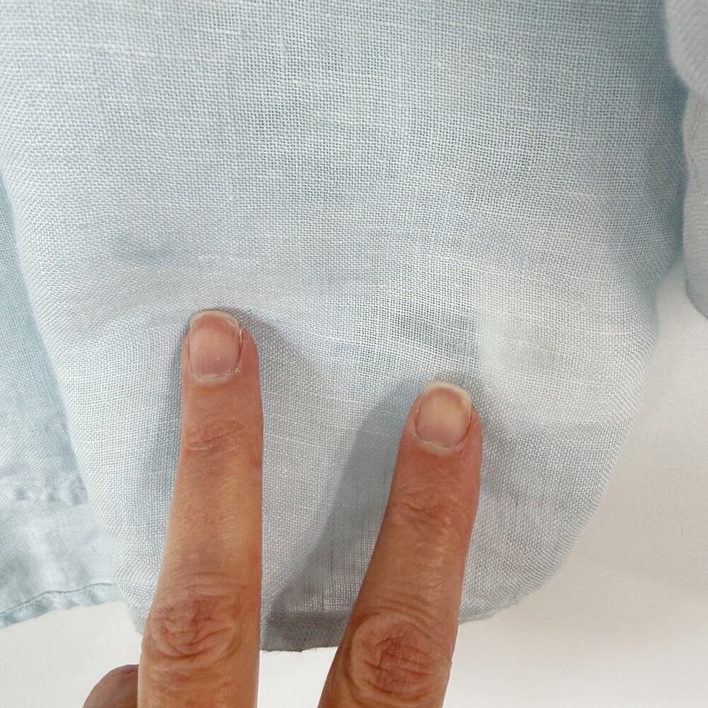 Sigrid Olsen 100% Linen Light Blue Button Down Long Sleeve Top Women's XL - Picture 11 of 12
